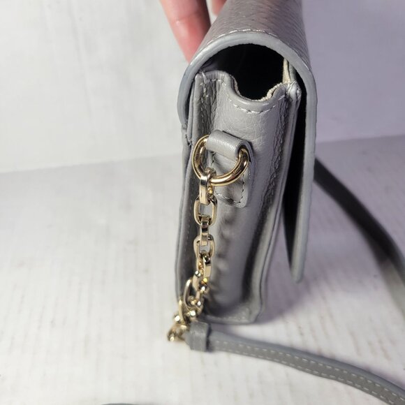 Gigi New York Gray Faux Leather Snake Print Crossbody Bag With Gold Chain Strap - Picture 3 of 10